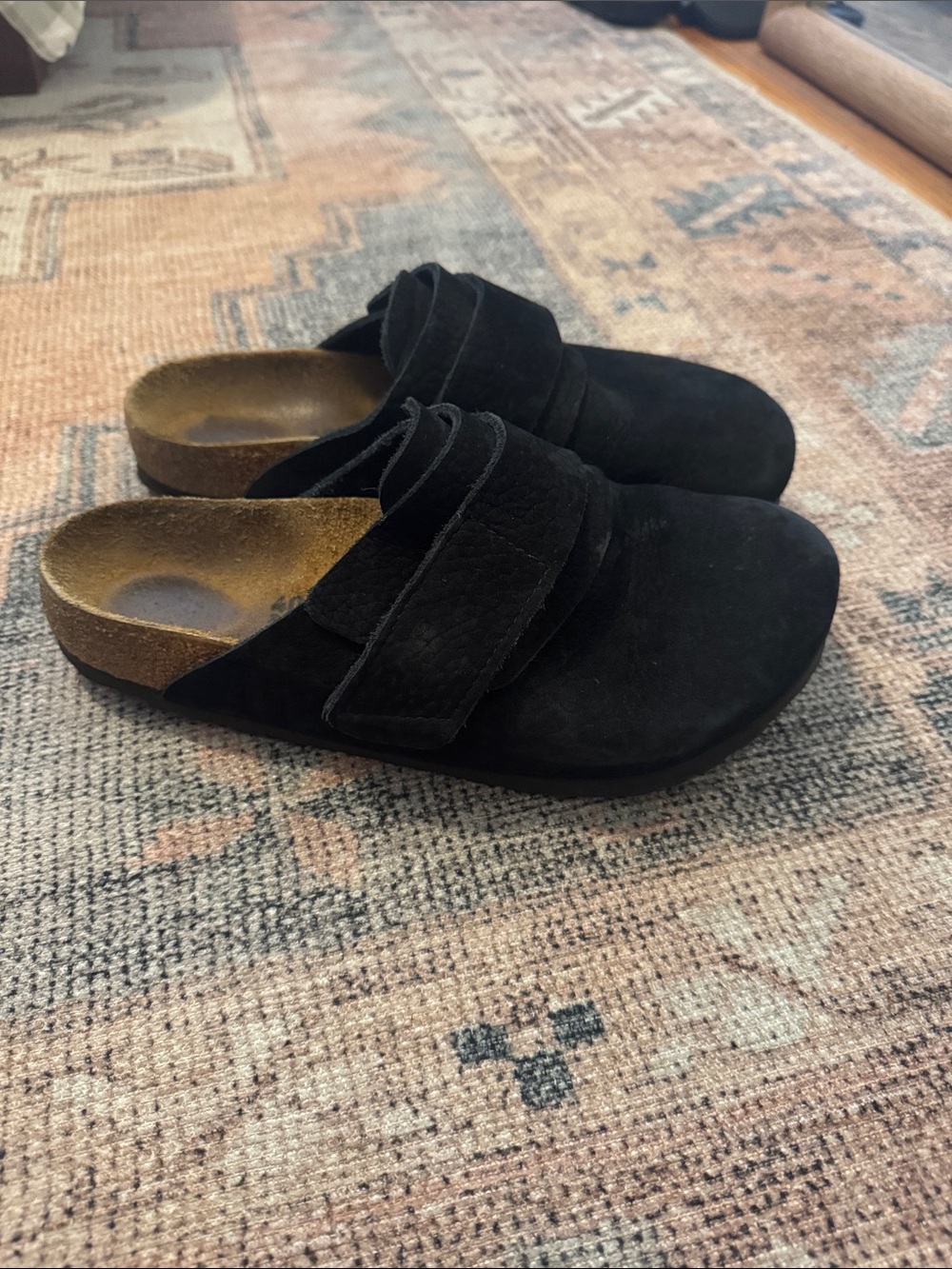 Birkenstock Boston Black Suede Women’s Clogs with Adjustable Strap - Picture 2 of 5